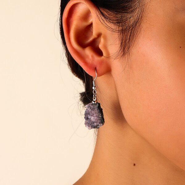 

Stone Drop Earrings, Mauve purple