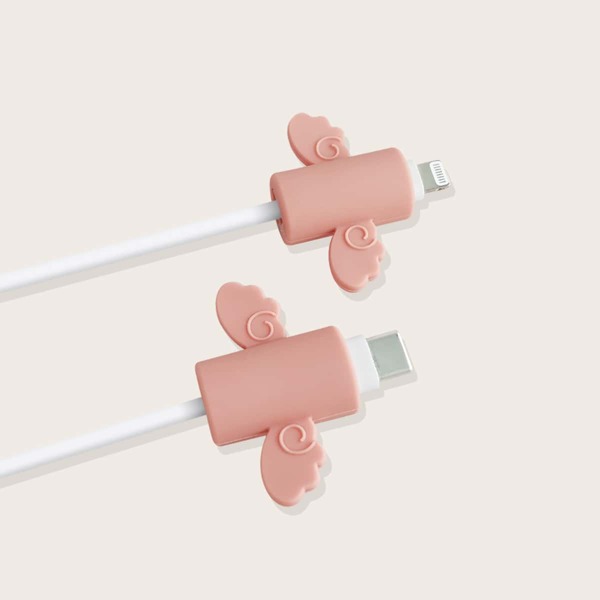 

2pcs Wings Design Data Cable Protector, Dusty pink