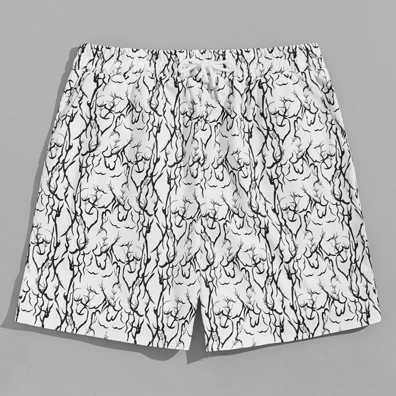 

Guys Graphic Print Shorts, Black and white