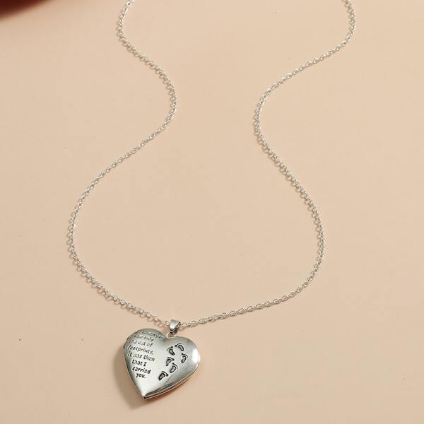 

Open Locket Heart Charm Necklace, Silver