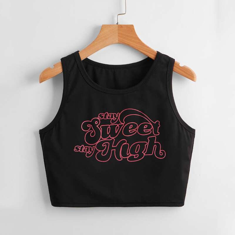

Letter Graphic Tank Top, Black
