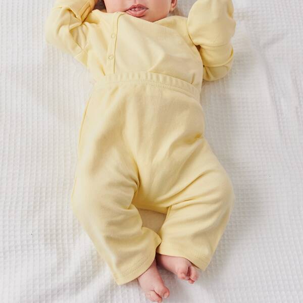 

Newborn Baby Girl Solid Elastic Waist Pants, Yellow