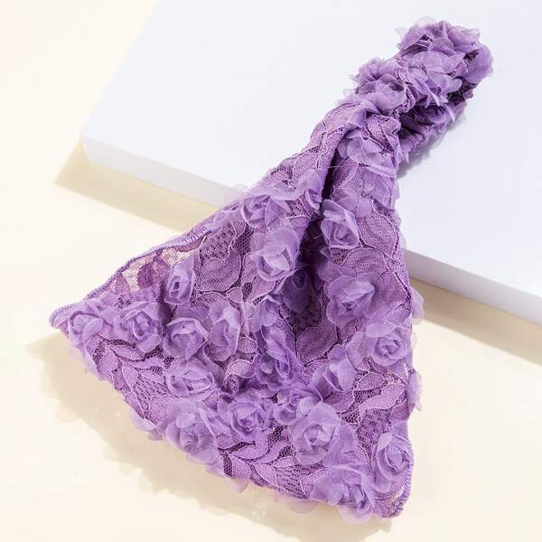 

Fabric Flower Decor Hair Band, Purple