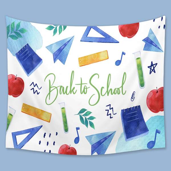 

School Supplies Print Kids Tapestry, Multicolor