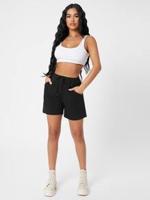 SHEIN PETITE Shorts deportivos de cintura con cordón