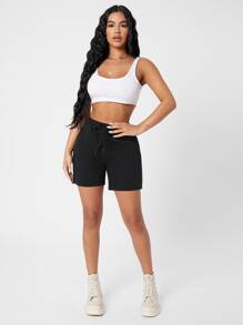 SHEIN PETITE Shorts deportivos de cintura con cordón