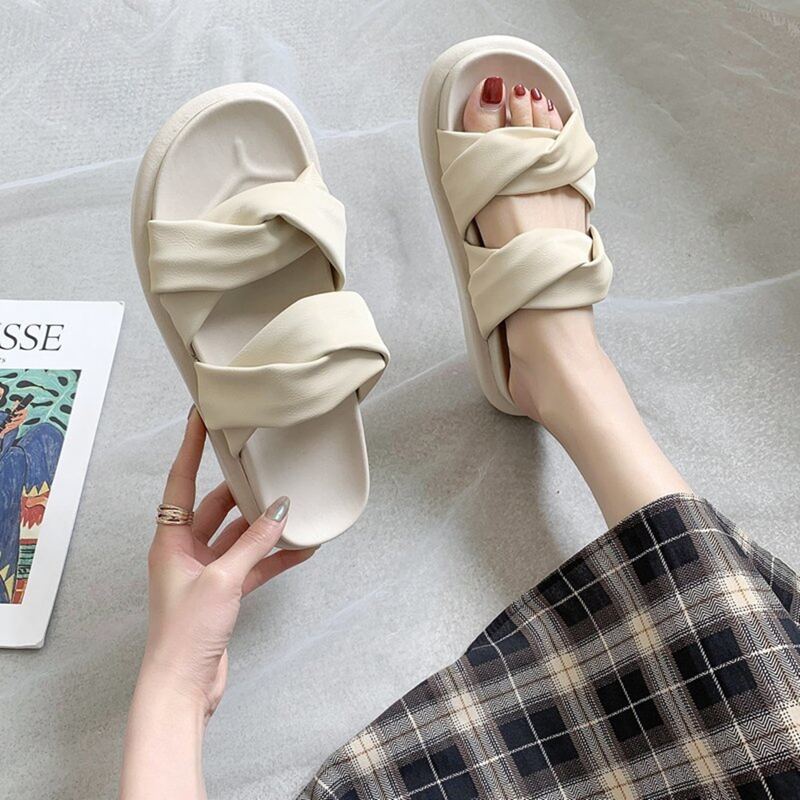 

Minimalist Wedges Sandals, Beige