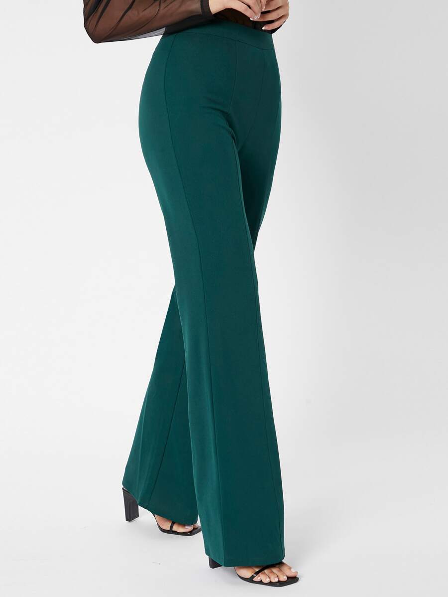 SHEIN Tall Zipper Back Solid Palazzo Trousers