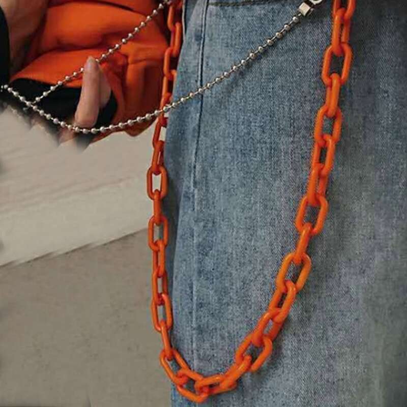 

Colorblock Layered Pant Chain, Orange