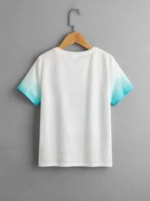 SHEIN Boys Dinosaur Print Ombre Tee - Multicolor - View 2