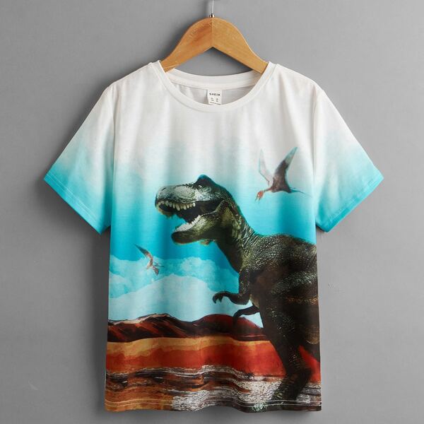 

Boys Dinosaur Print Ombre Tee, Multicolor