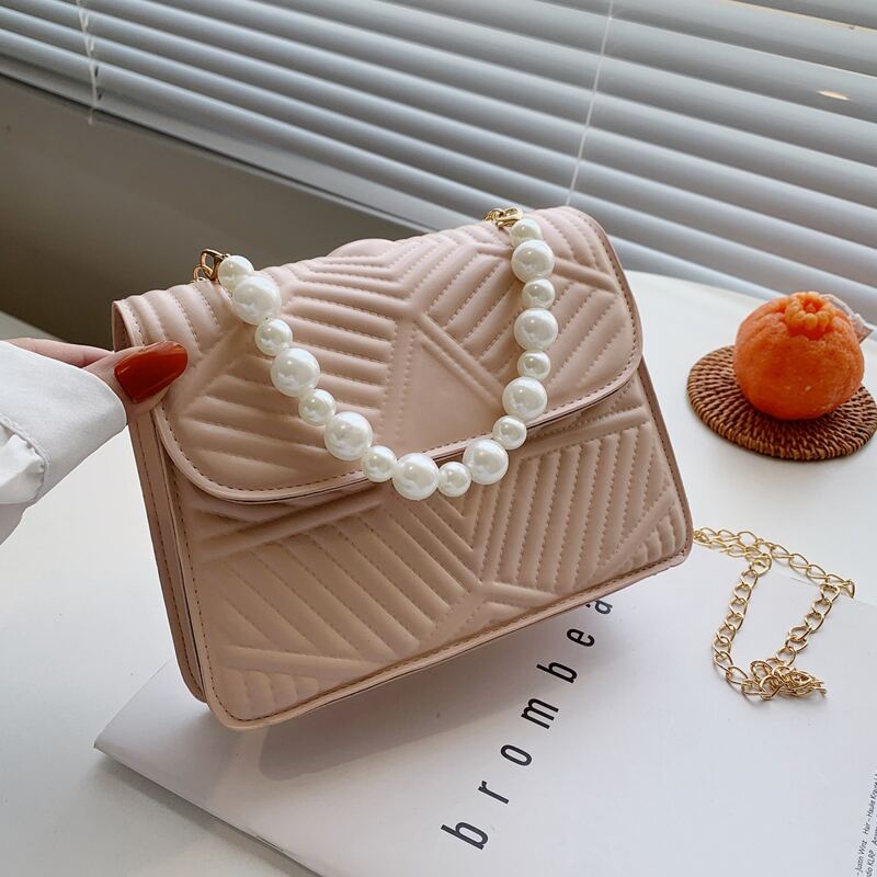 

Faux Pearl Handle Satchel Bag, Pink