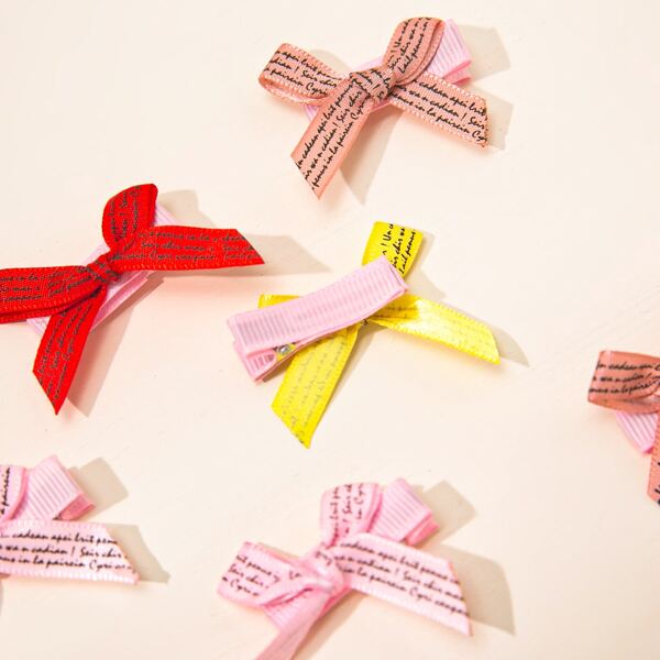 

10pcs Girls Bow Decor Hair Clip, Multicolor