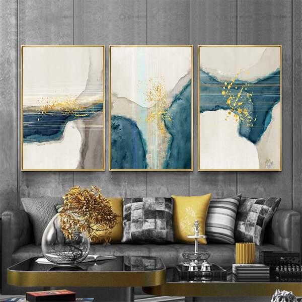

3pc Marble Pattern Unframed Painting, Multicolor