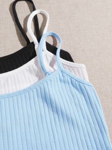 Muchica 3 Packs Rib-Knit Crop Cami Top - Multicolor - View 5