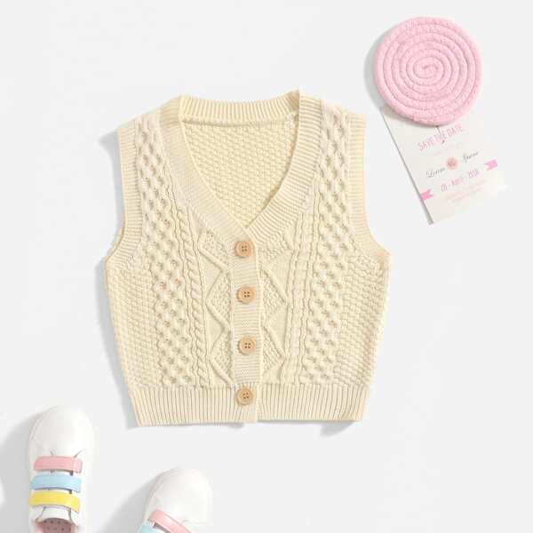 

Toddler Girls Button Front Cardigan Vest, Apricot