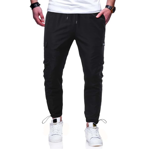 

Men Letter Patched Flap Pocket Pants, Black