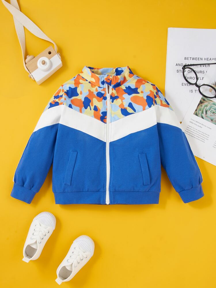 Toddler Boys Contrast Camo Print Jacket - Multicolor - View 1