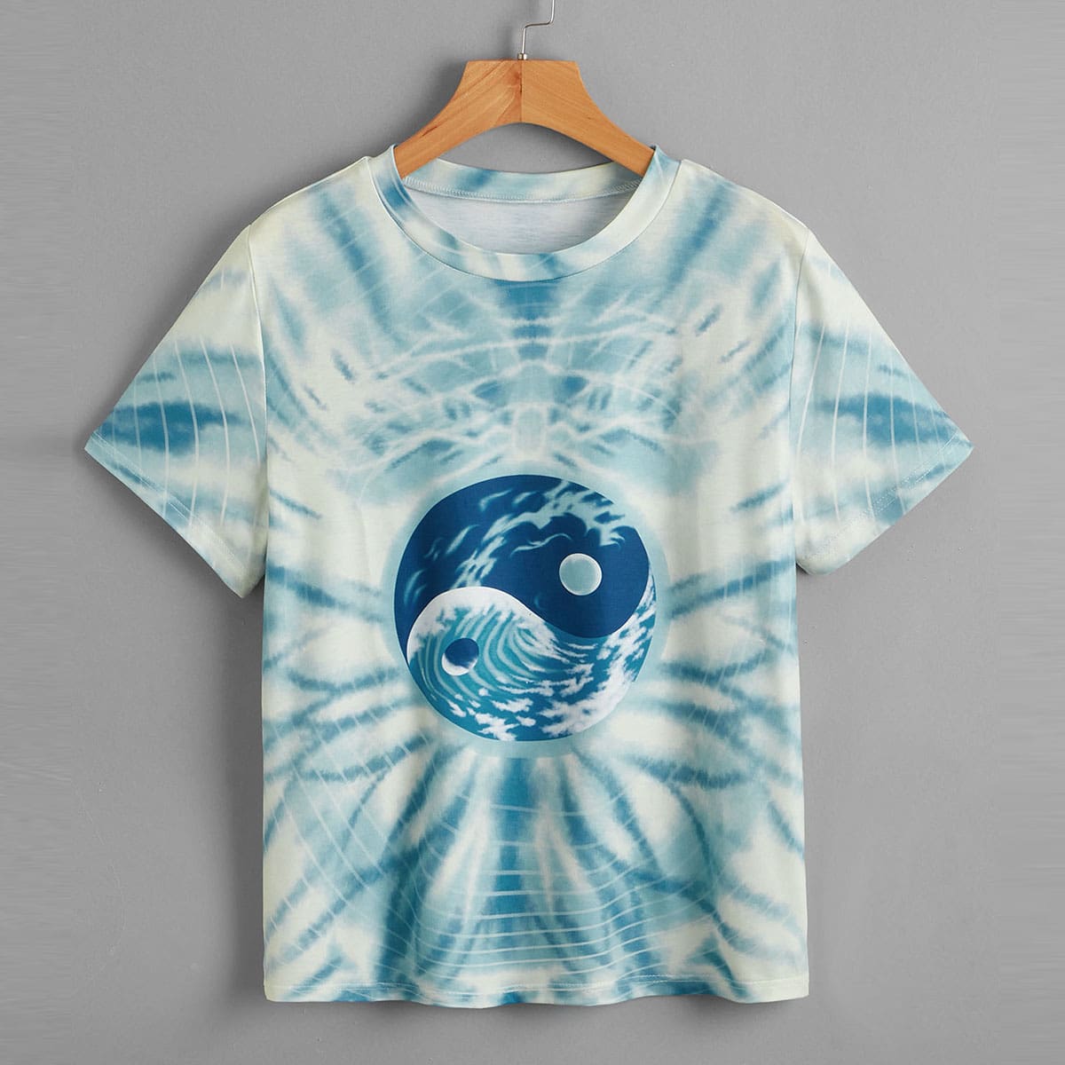 

Yin And Yang Graphic Tie Dye Tee, Blue and white