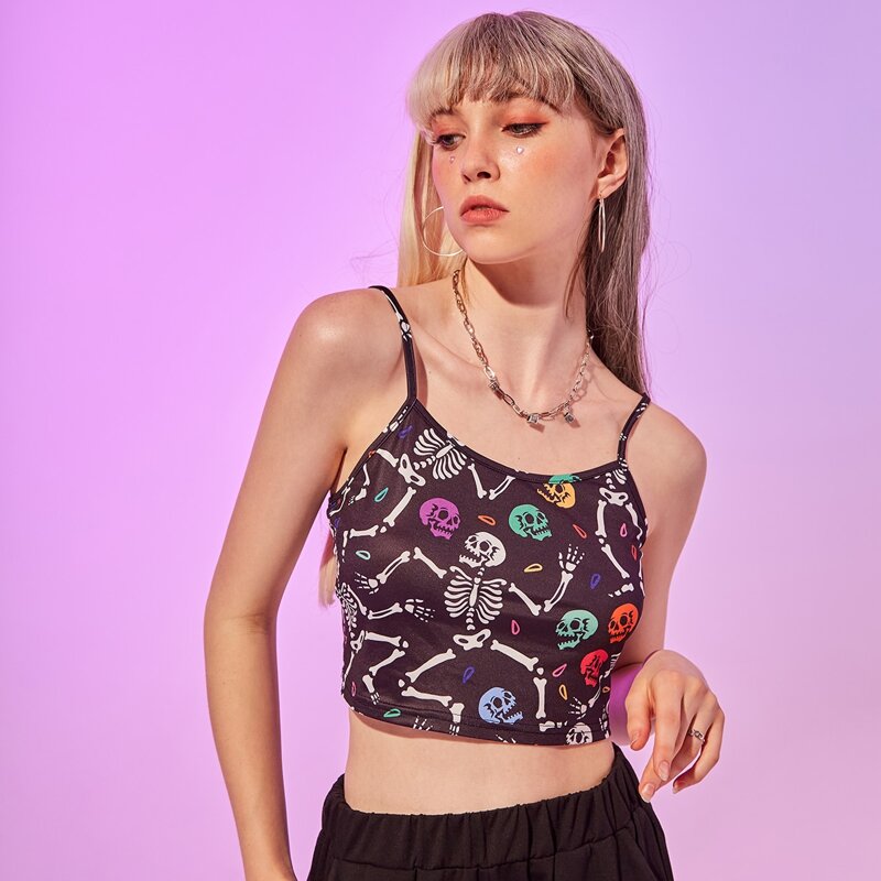 

Skull Graphic Crop Cami, Multicolor
