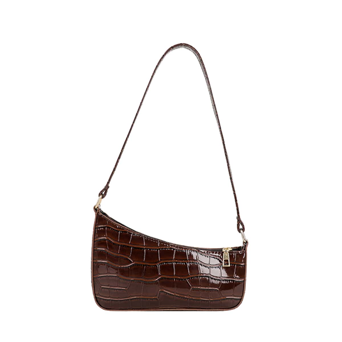 

Croc Embossed Shoulder Bag, Brown
