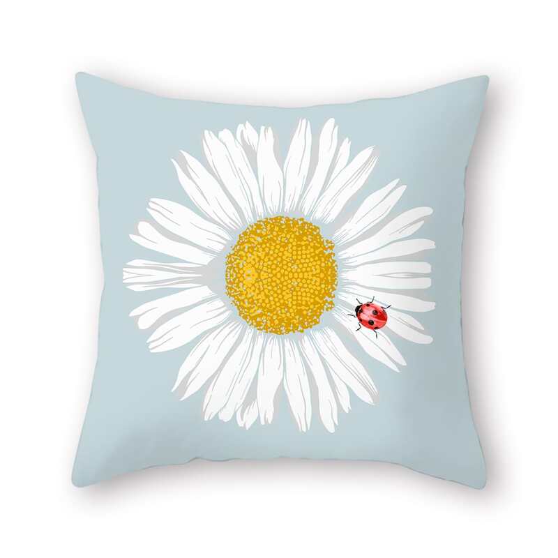 

Daisy Print Cushion Cover Without Filler, Baby blue