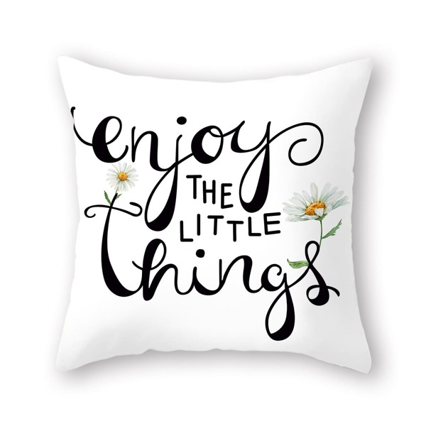 

Slogan Graphic Cushion Cover Without Filler, White