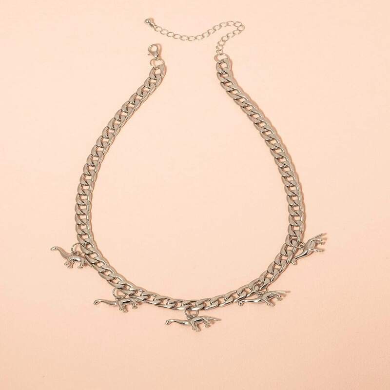 

Dinosaur Chain Necklace, Silver