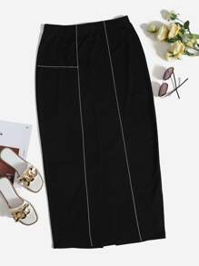 Mulvari Váy Plus Size Chia Giải trí - màu đen - Xem 1