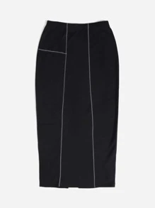 Mulvari Váy Plus Size Chia Giải trí - màu đen - Xem 3