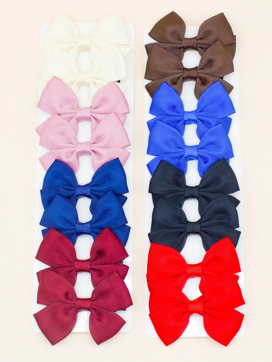 16pcs Toddler Girls Bow Decor Hair Clip - Red - View 1