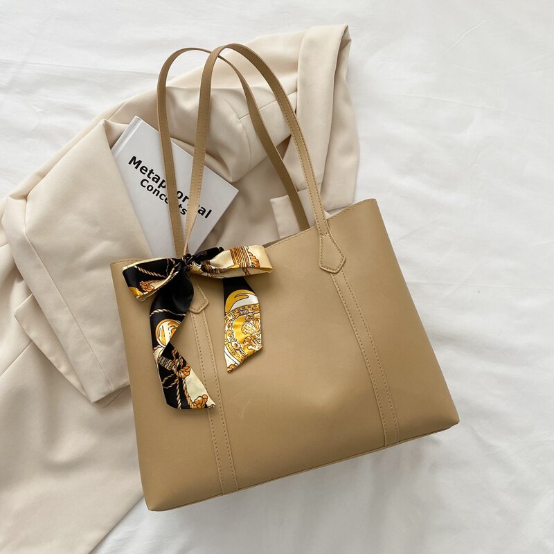 

Scarf Decor Tote Bag, Khaki