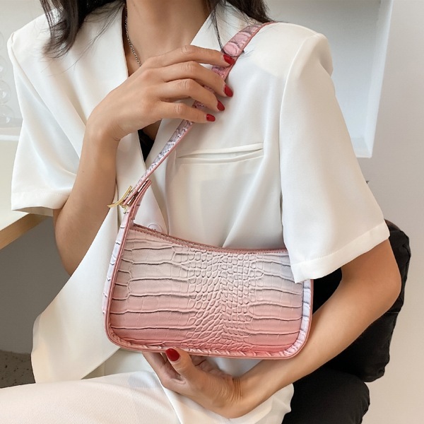 

Croc Embossed Ombre Baguette Bag, Pink