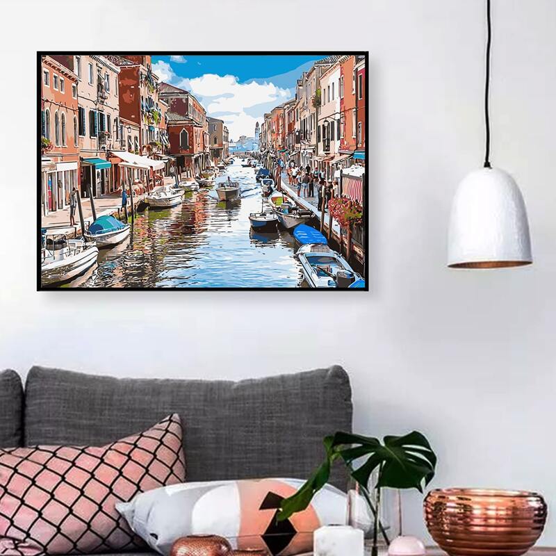 

Scenery Pattern DIY Diamond Unframed Painting, Multicolor