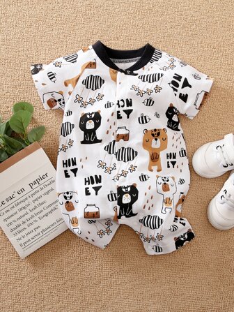 Yierying رومبيرات للرضع بازرارأمامية تصميم الكرتون