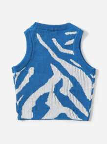 Muchica 圖形圖案毛衣背心 - 藍白色 - 查看 2
