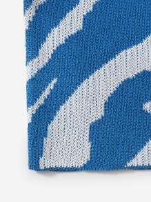 Muchica 圖形圖案毛衣背心 - 藍白色 - 查看 5