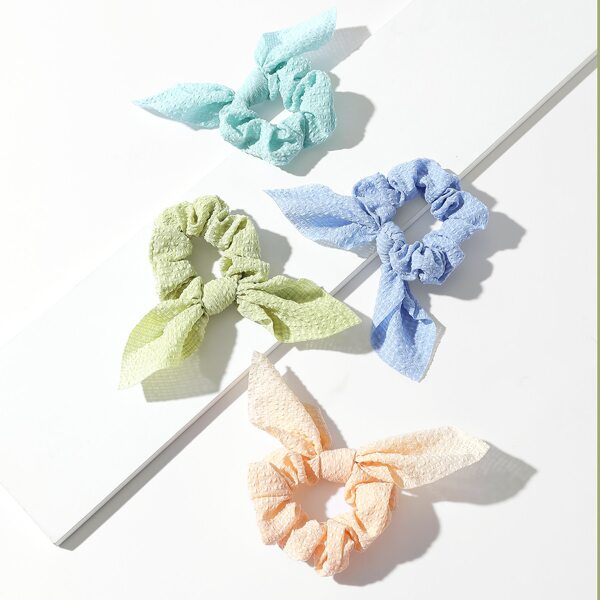 

4pcs Bow Decor Scrunchie, Multicolor