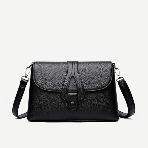 

Minimalist Zipper Back Crossbody Bag, Black