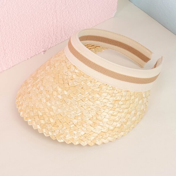 

Straw Visor Hat, Beige