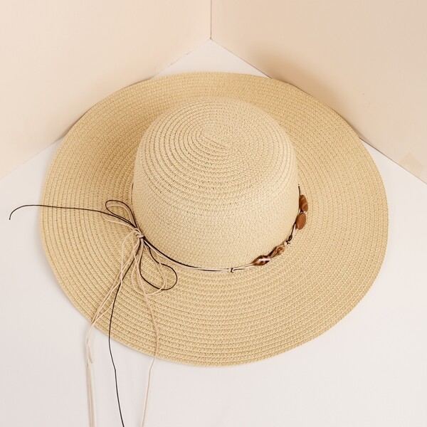 

Wide Brim Straw Hat, Beige