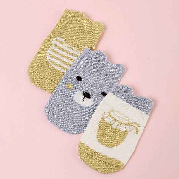 

3pairs Baby Cartoon Graphic Socks, Multicolor
