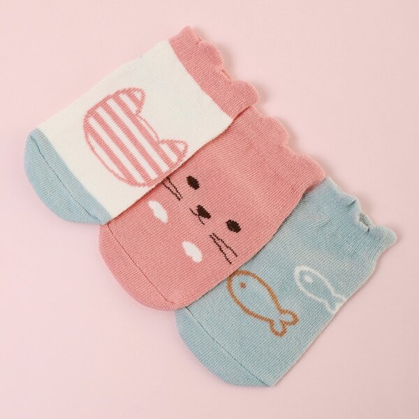

3pairs Baby Cartoon Graphic Socks, Multicolor