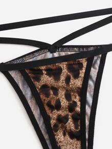 Leopard Print Cut-Out Bra & Panty Lingerie Set - Multicolor - View 4