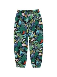 Girls Leaf & Animal Print Trousers - Multicolor - View 2