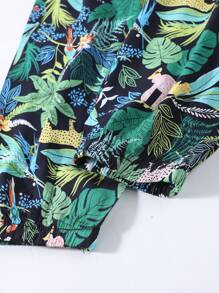 Girls Leaf & Animal Print Trousers - Multicolor - View 3