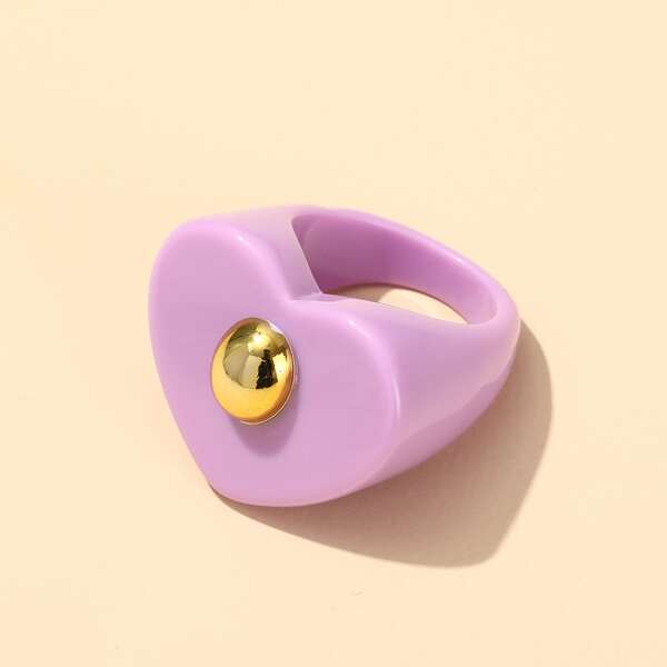 

Heart Detail Resin Ring, Violet purple