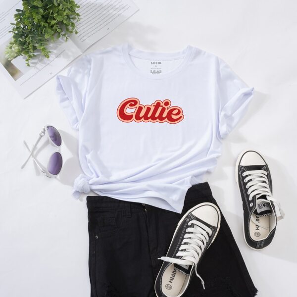 

Letter Graphic Round Neck Tee, White
