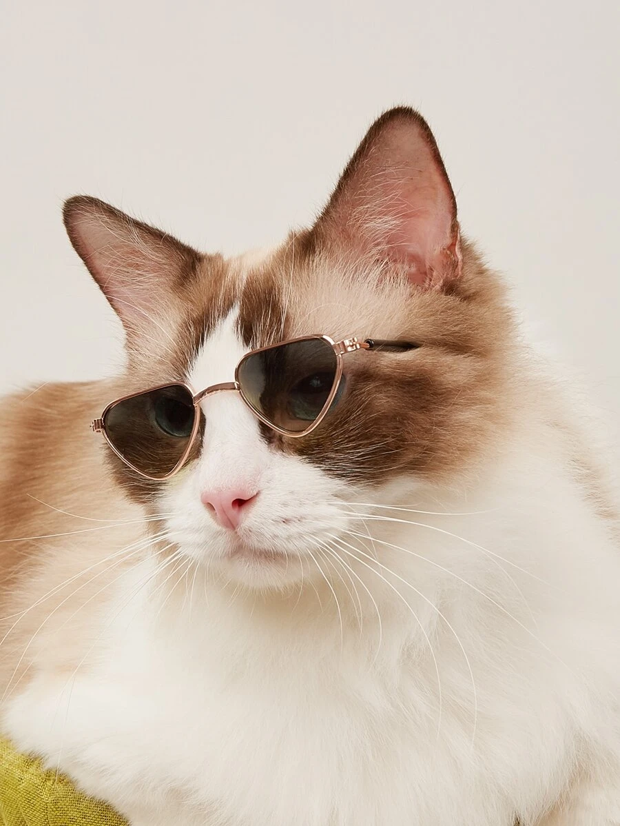 1pair Heart Frame Pet Glasses - Dark Green - View 1