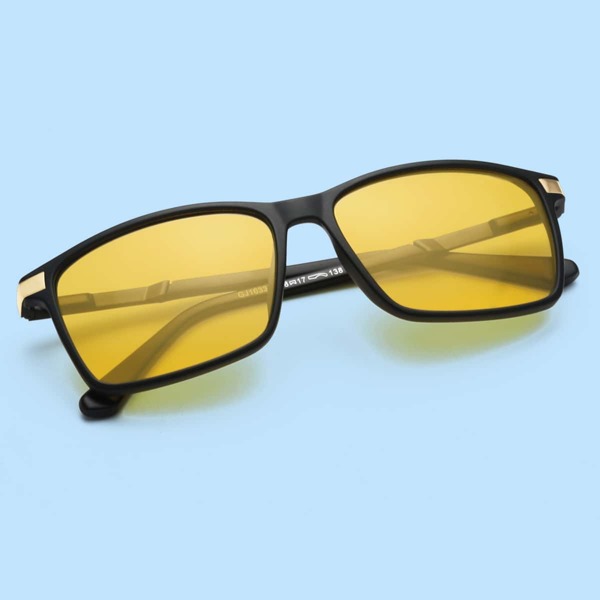 

Men Square Frame Polarized Sunglasses, Black